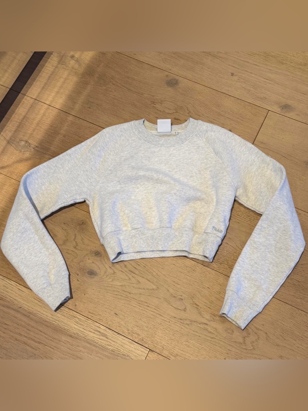 Aritzia TNA grey sweatfleece cropped crewneck